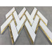 Thassos White & Gold Aluminum Elongated Herringbone 15'' x 15 1/2''