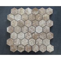 LIGHT EMPERADOR POLISHED HEXAGON (SIZE 2", 1SF/SHEET, 5 PC/BOX)