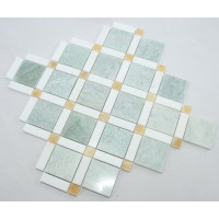 SQUARE DIAMOND MING GREEN, THASSOS WHITE, HONEY ONYX POLISHED (0.93 SF/SHEET, 5 PC/BOX)