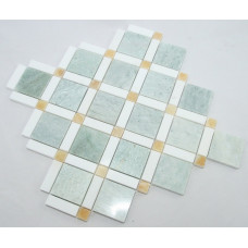 SQUARE DIAMOND MING GREEN, THASSOS WHITE, HONEY ONYX POLISHED (0.93 SF/SHEET, 5 PC/BOX)