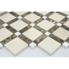 SQUARE DIAMOND SPAIN BEIGE, DARK BROWN, ARISTONE POLISHED (0.93 SF/SHEET, 5 PC/BOX)