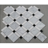 BIANCO CARRARA, ARISTONE AND NERO MARQUINA POLISHED (0.93 SF/SHEET, 5 PC/BOX)