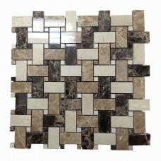 MIX SET1, DARK EMPERADOR, LIGHT EMPERADOR AND CREMA MARFIL BASKETWEAVE  POLISHED (1 SF/SHEET, 5 PC/BOX)