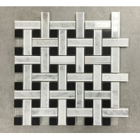 LATTICE SERIES, THASSOS WHITE+WHITE CARRARA+ABSOLUTE BLACK  POLISHED (0.96 SF/SHEET, 5 PC/BOX)