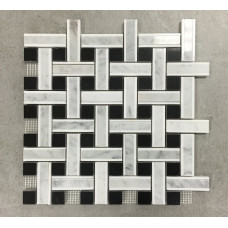 LATTICE SERIES, THASSOS WHITE+WHITE CARRARA+ABSOLUTE BLACK  POLISHED (0.96 SF/SHEET, 5 PC/BOX)