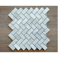 WHITE CARRARA HERRINGBONE HONED(0.87 SF/SHEET, 5PC/BOX)