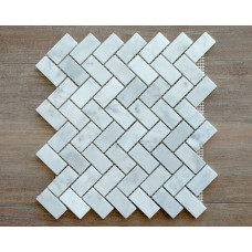 WHITE CARRARA HERRINGBONE HONED(0.87 SF/SHEET, 5PC/BOX)